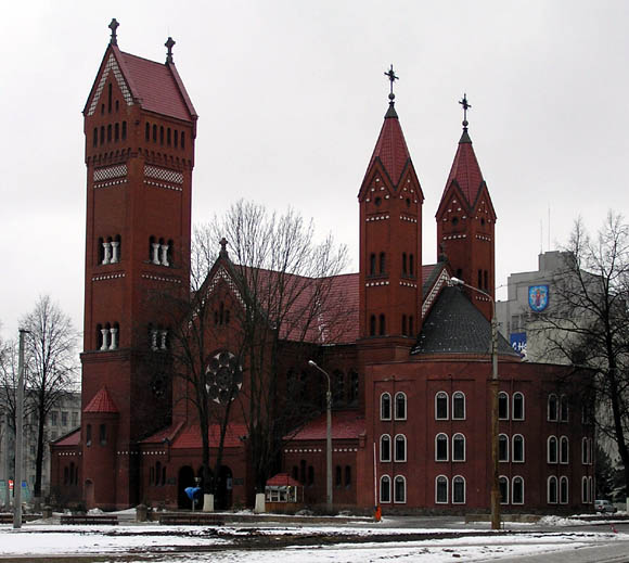 Sankt Simeon and Helena church, Red chatolic church in the center of Minsk.